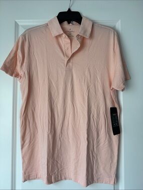 Fabletics Men's 24-7 Classic Polo Shirt in Light Peach